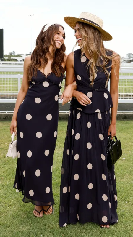 Jianna Maxi Dress - Black/Cream Polka sold by Billy J