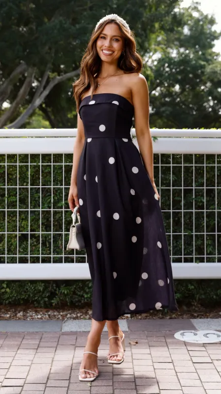 Tahlia Midi Dress - Black Polka Print sold by Billy J