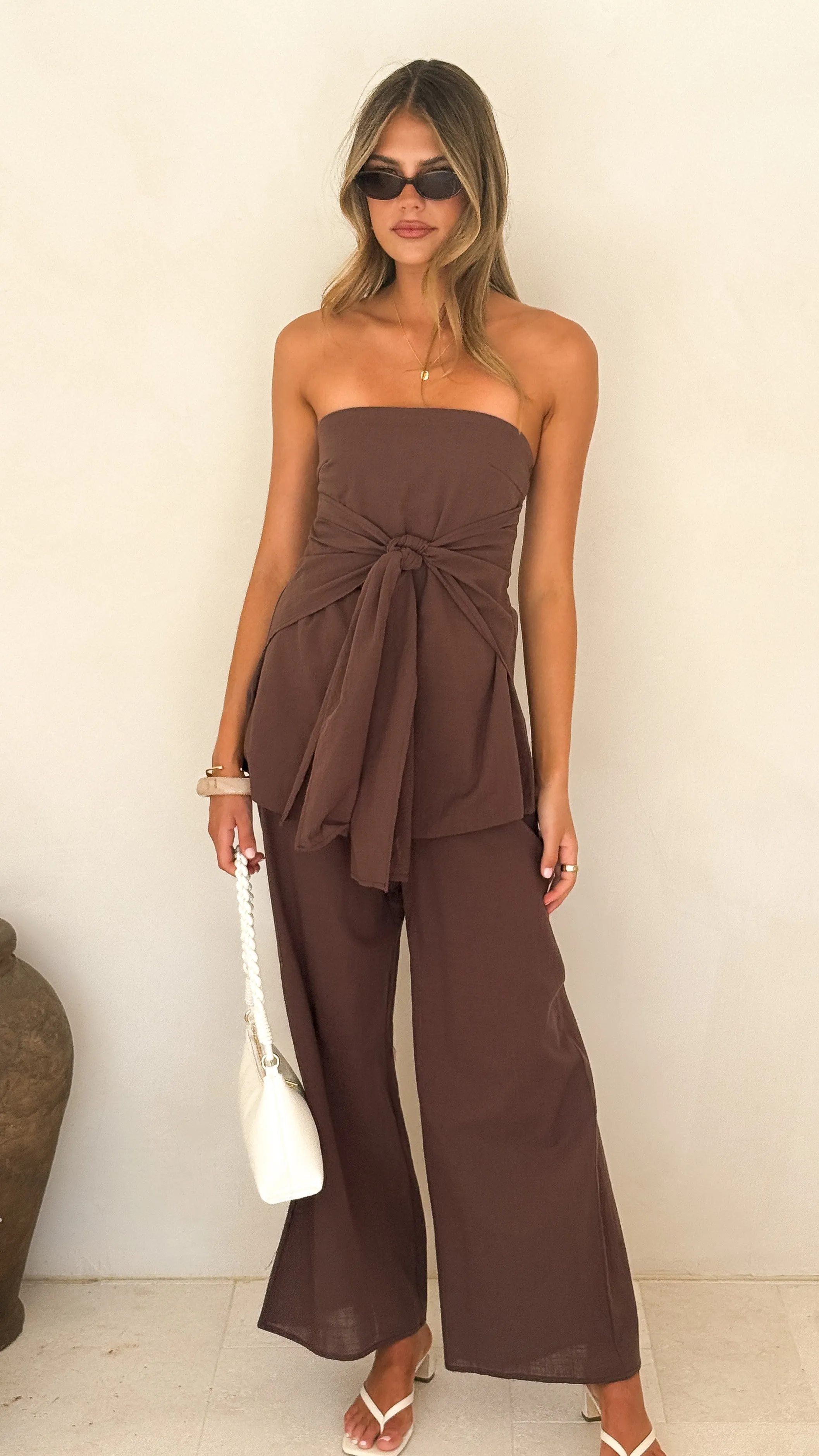 Talia Strapless Top and Pants Set - Brown sold by Billy J product image thumbnail 4