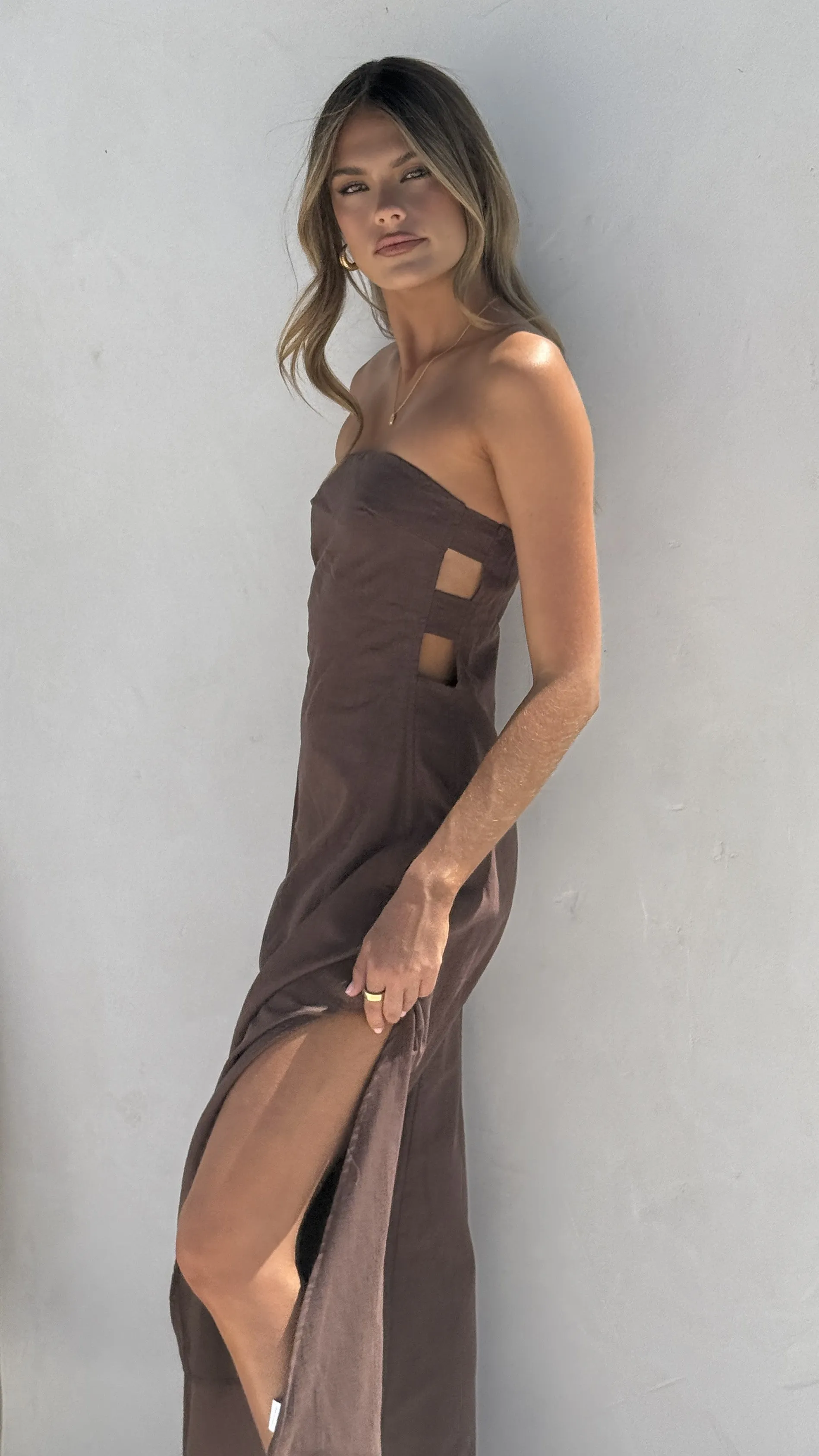 Ramona Strapless Maxi Dress - Brown sold by Billy J product image thumbnail 4