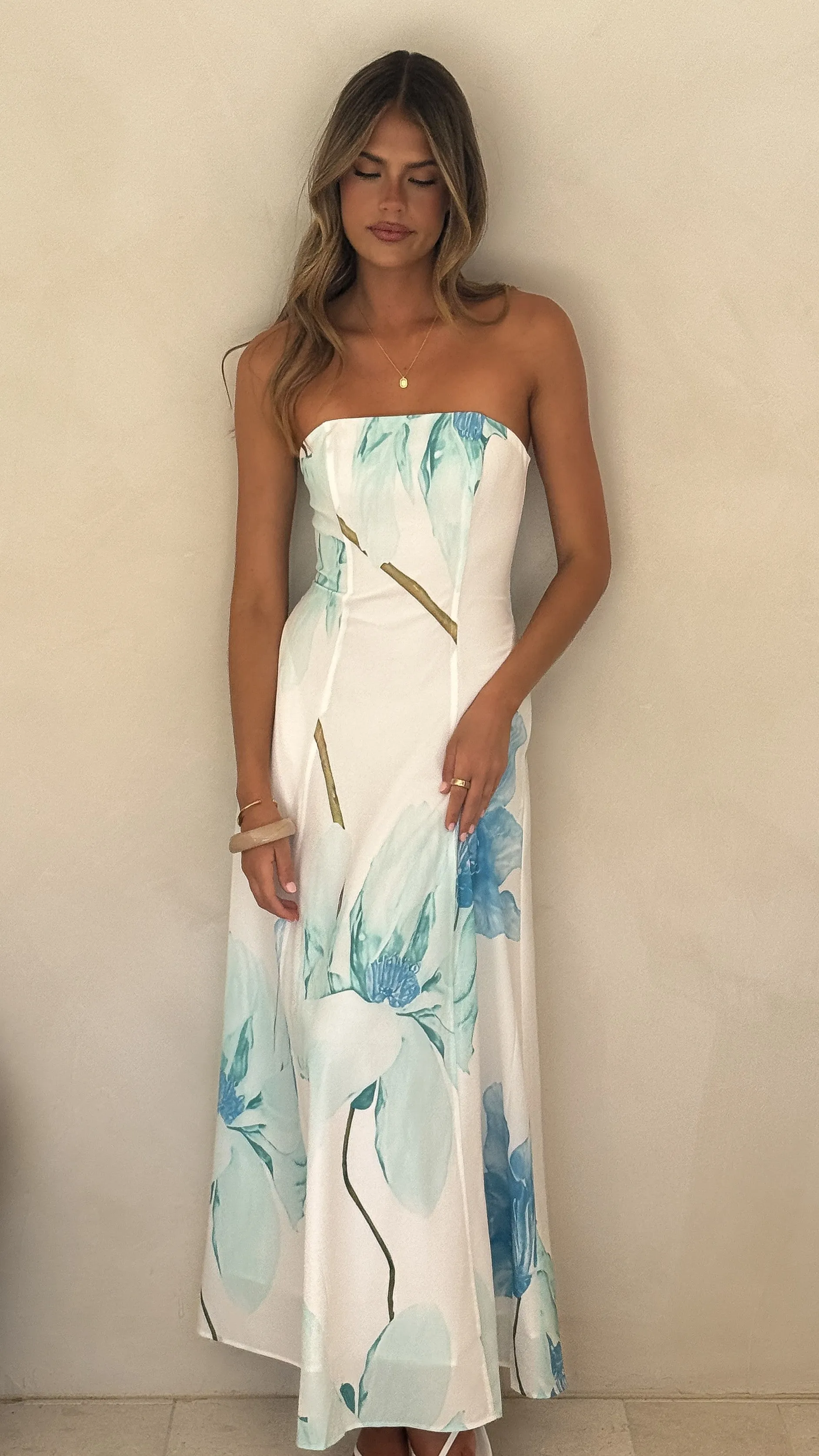 Lila Strapless Maxi Dress - Wildflower Blue sold by Billy J product image thumbnail 5