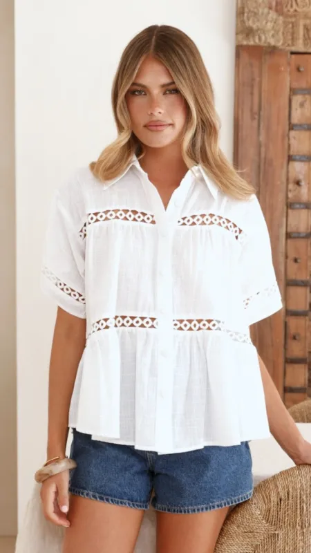 Azaria Button Up Shirt - White sold by Billy J