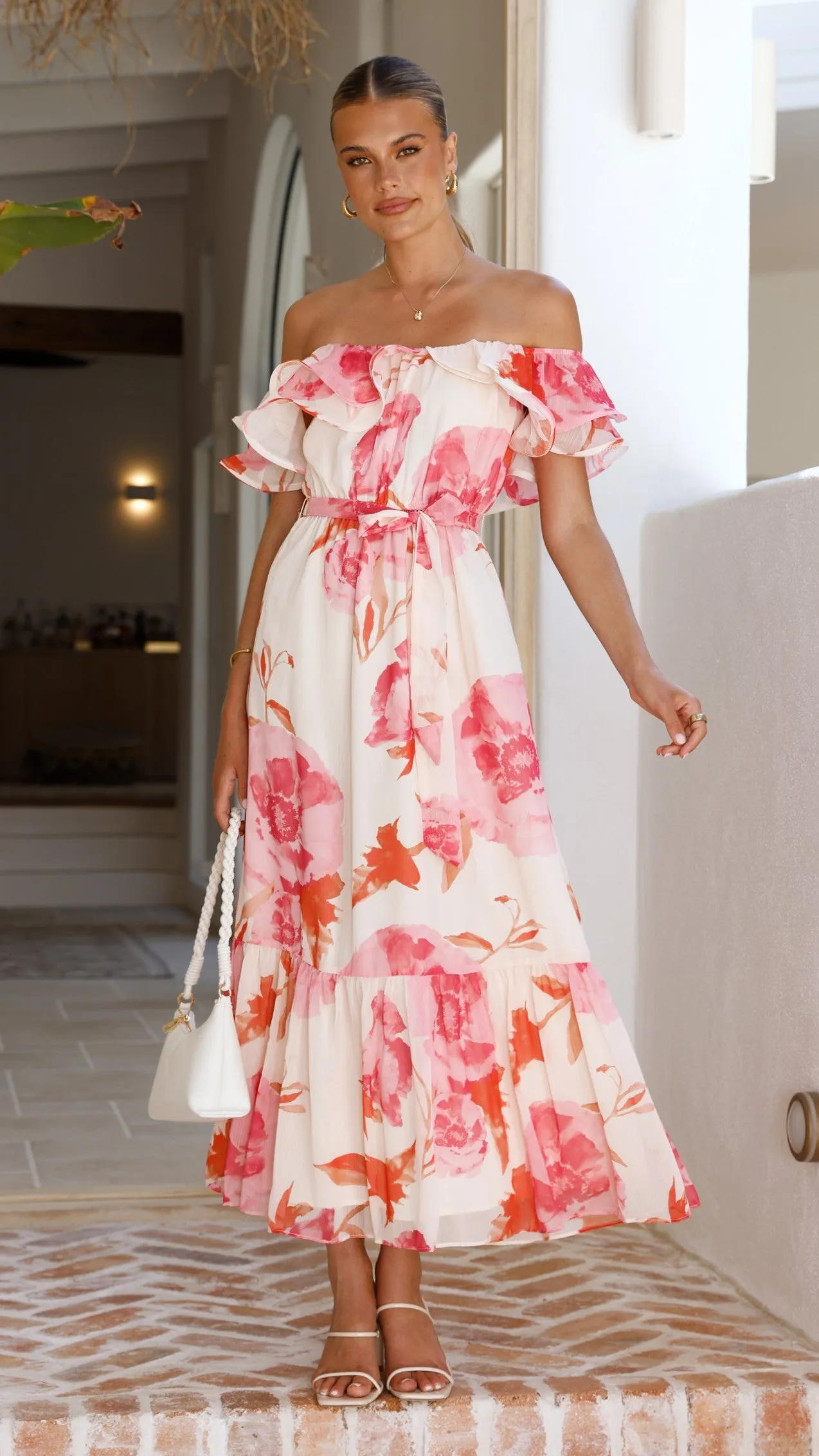 Chase Off Shoulder Maxi Dress- Pink Floral sold by Billy J product image thumbnail 3