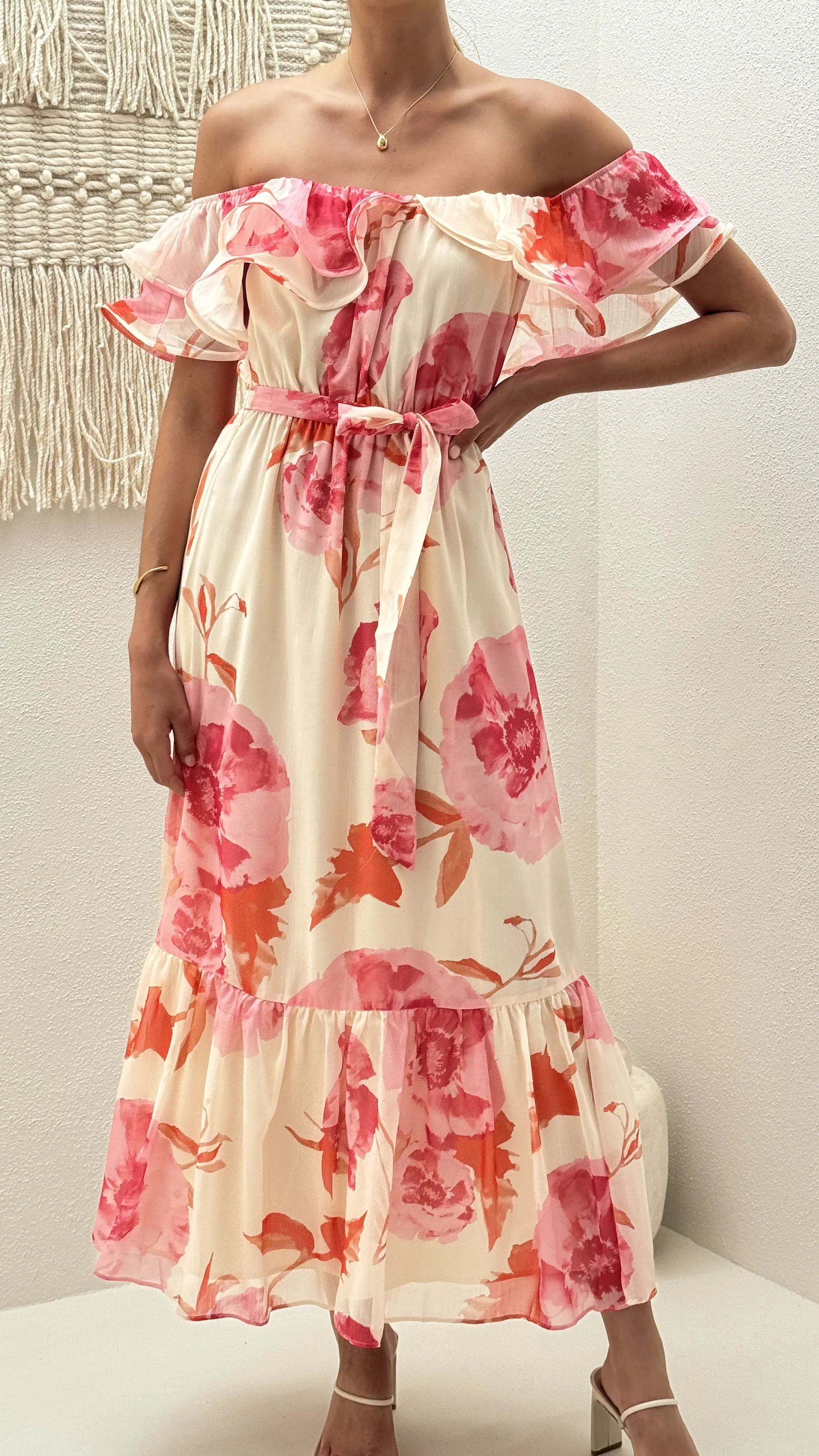 Chase Off Shoulder Maxi Dress- Pink Floral sold by Billy J product image thumbnail 5