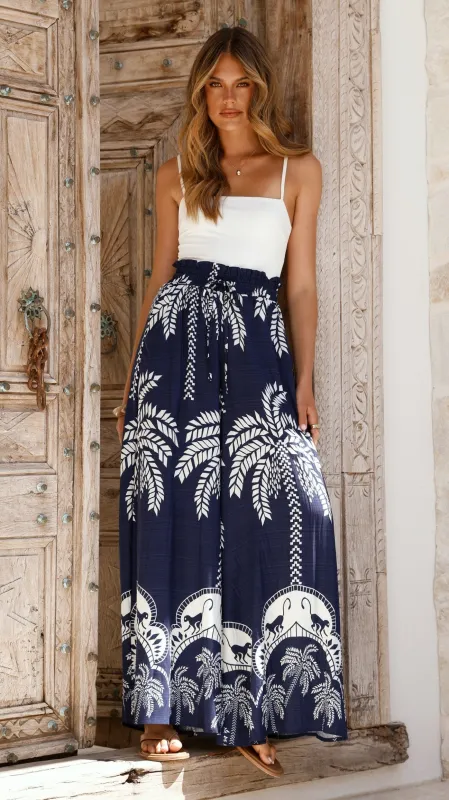 Avery Wide Leg Pants - Navy Bahamas sold by Billy J