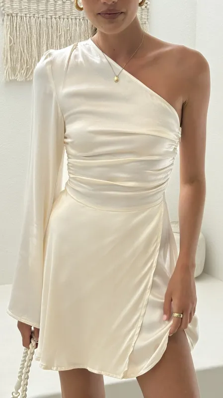 Letty One Shoulder Mini Dress - Cream sold by Billy J