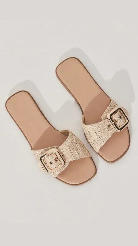 Vasili Slides - Natural Raffia sold by Billy J