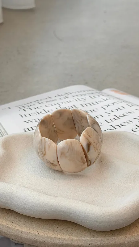 Whitney Stretch Bracelet - Cream Marble sold by Billy J