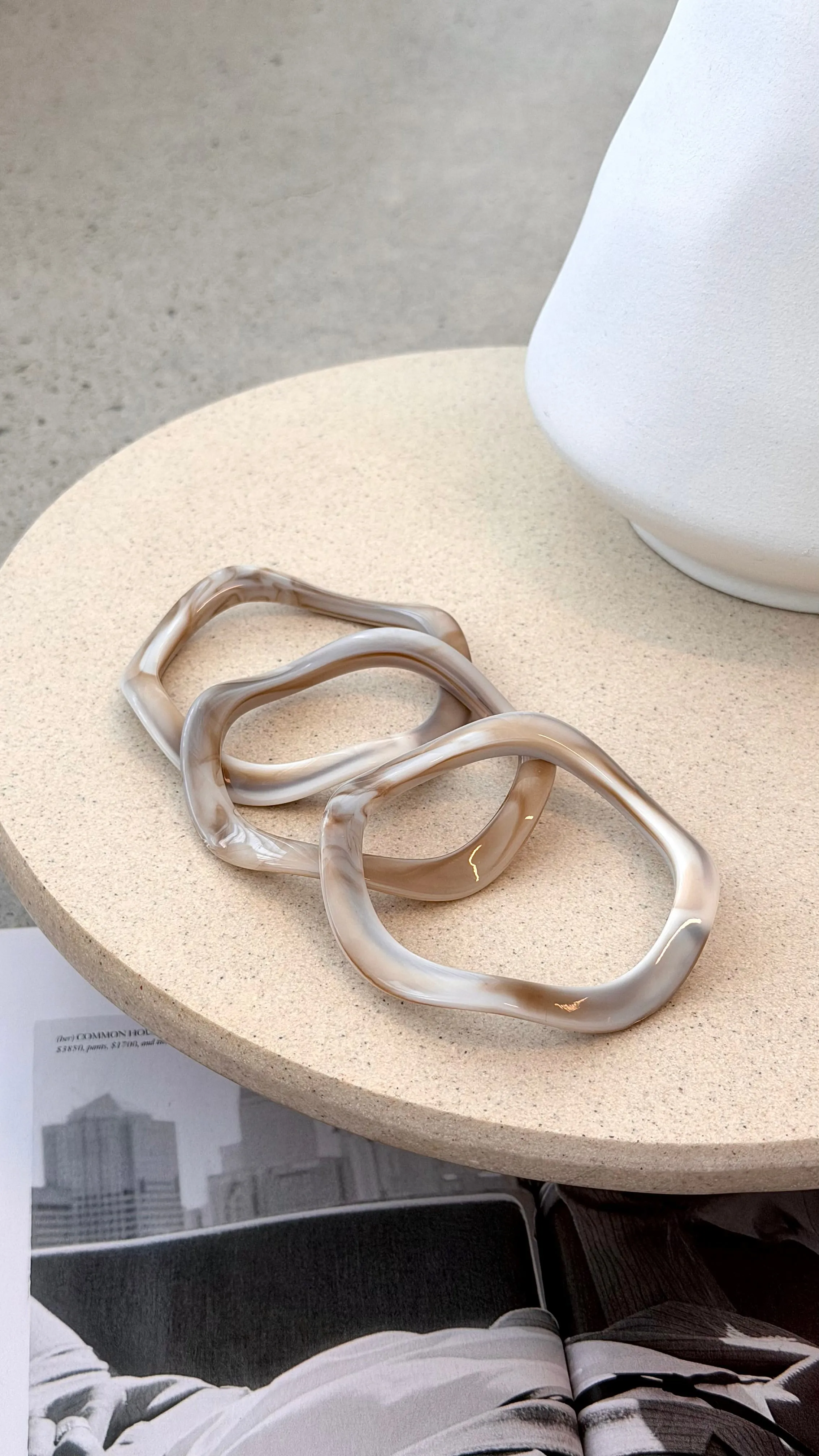 Farah Wave Bangle 3 Pack - Cream Marble sold by Billy J product image thumbnail 2