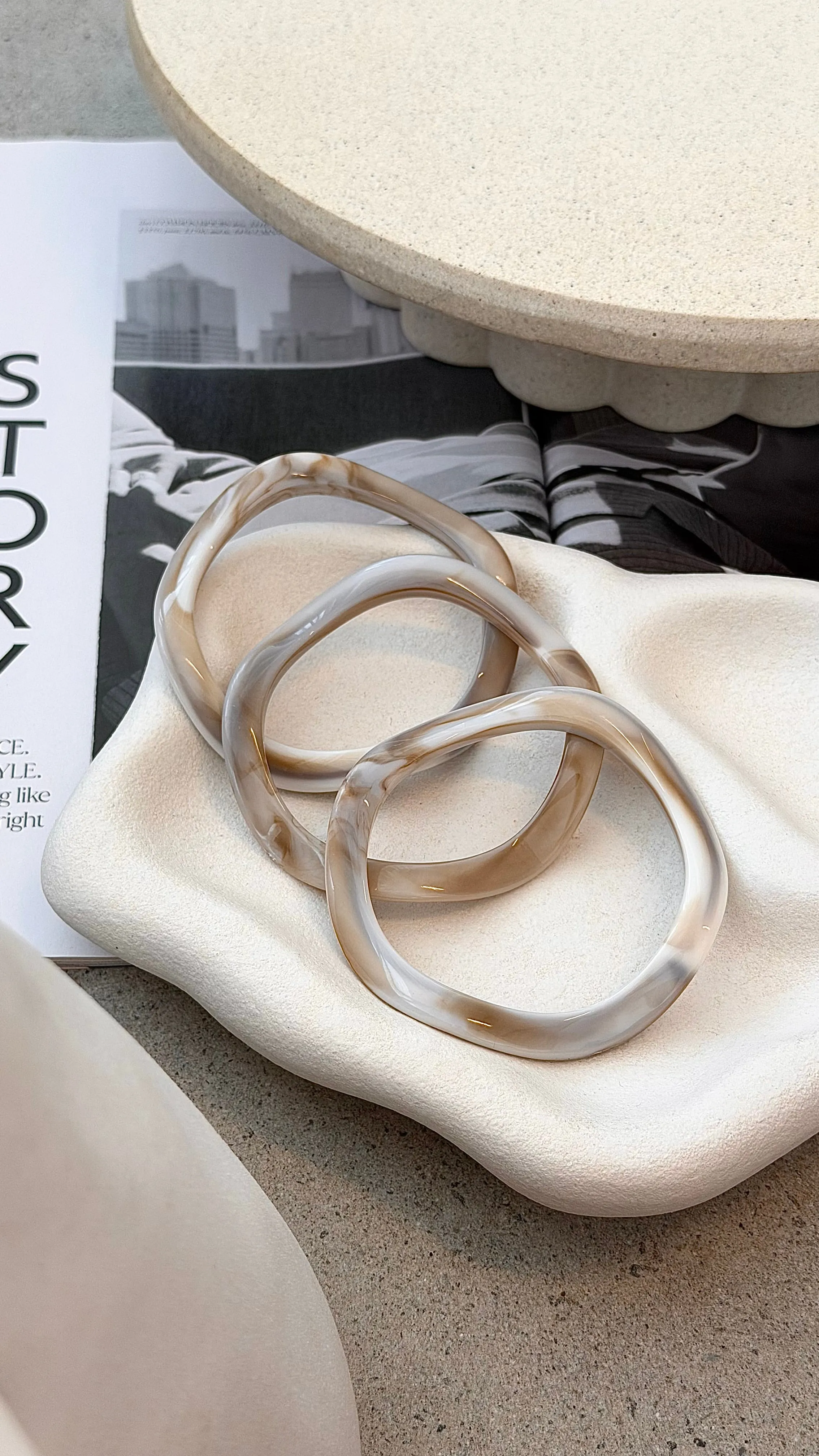 Farah Wave Bangle 3 Pack - Cream Marble sold by Billy J product image thumbnail 3