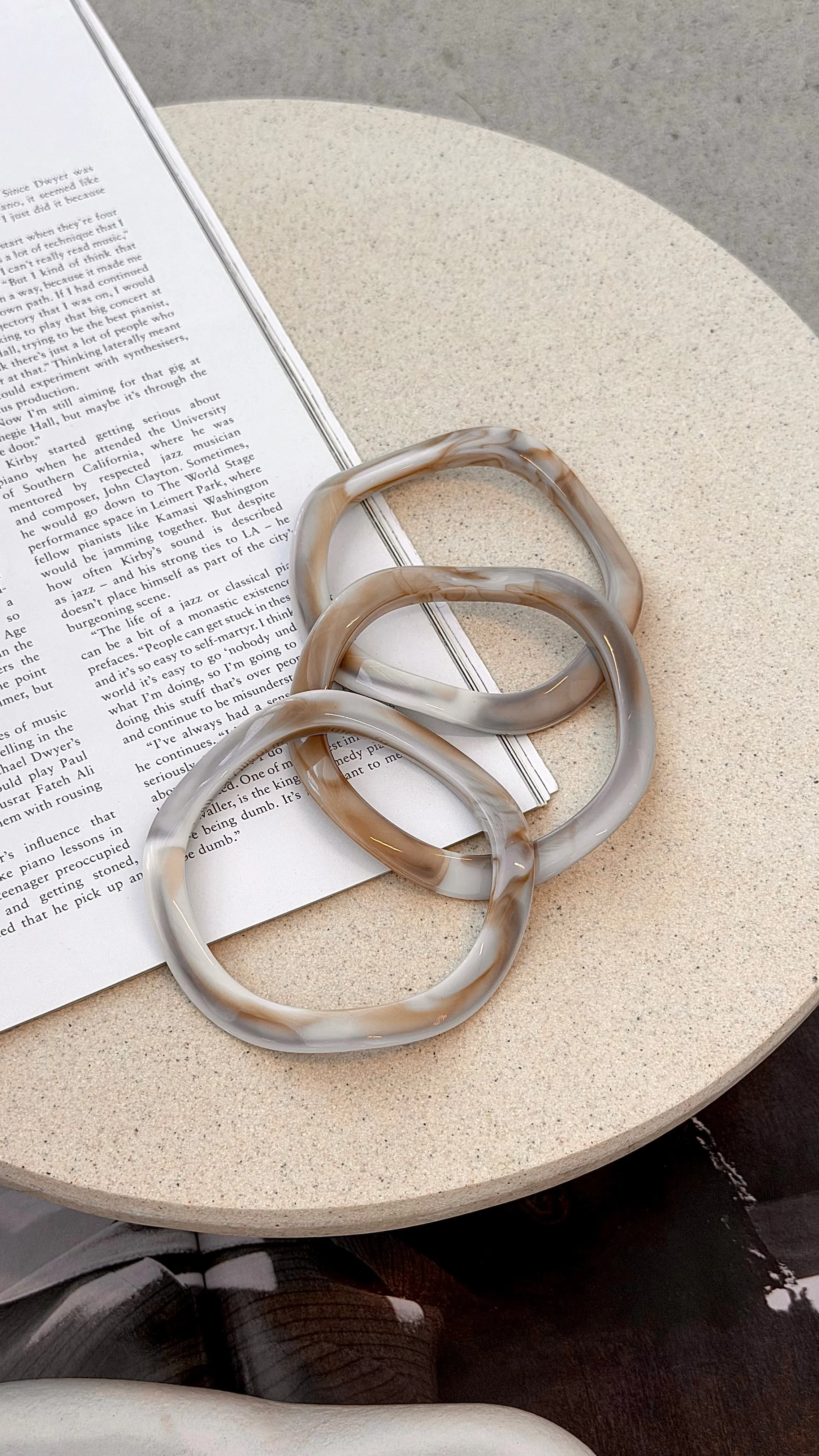 Farah Wave Bangle 3 Pack - Cream Marble sold by Billy J