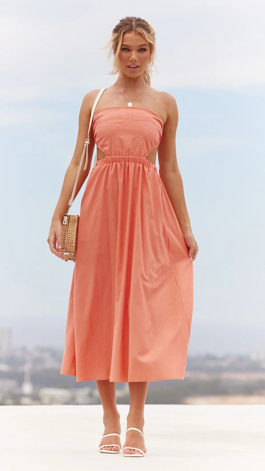 Holli Strapless Midi Dress - Melon sold by Billy J product image thumbnail 4