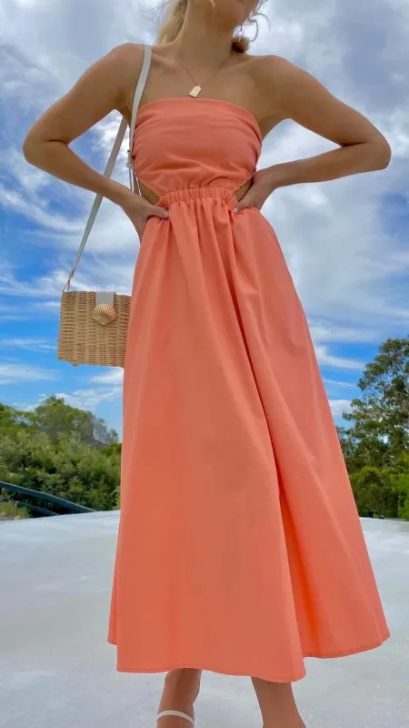 Holli Strapless Midi Dress - Melon sold by Billy J
