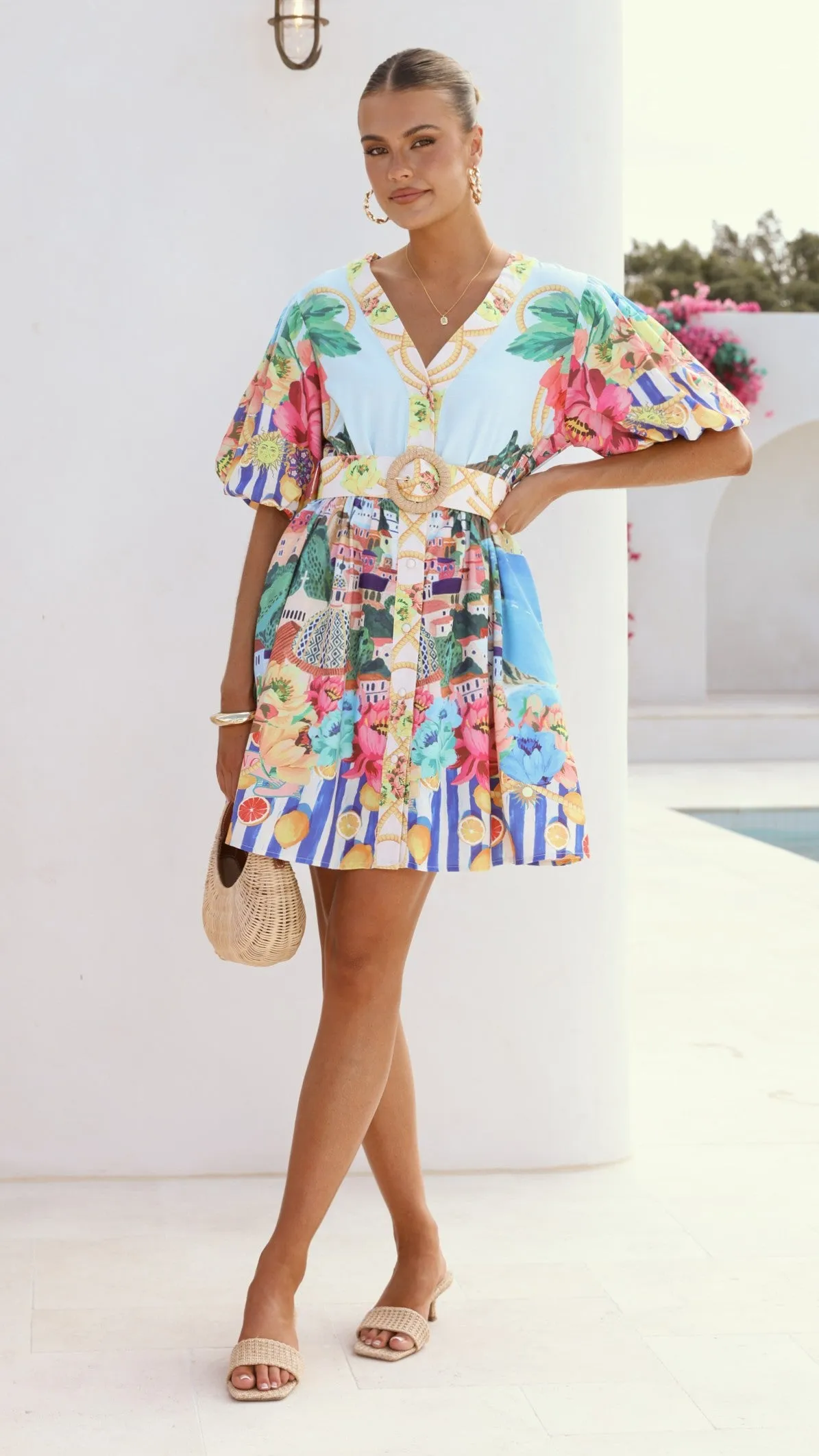 Tasha Mini Dress - Positano Blue sold by Billy J