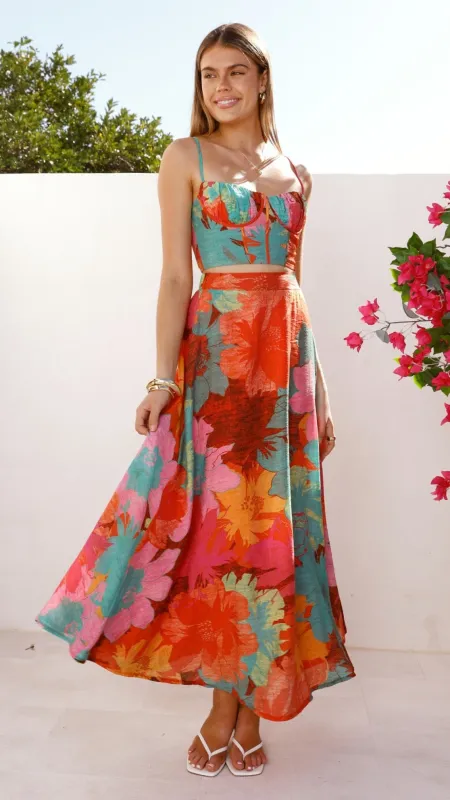 Rixie Maxi Skirt - Orange Floral sold by Billy J