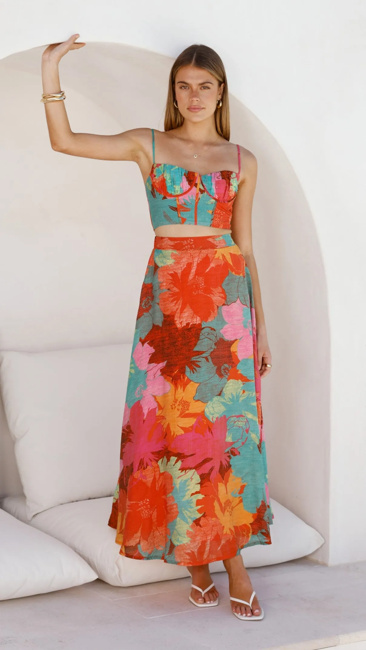 Rixie Maxi Skirt - Orange Floral sold by Billy J product image thumbnail 5