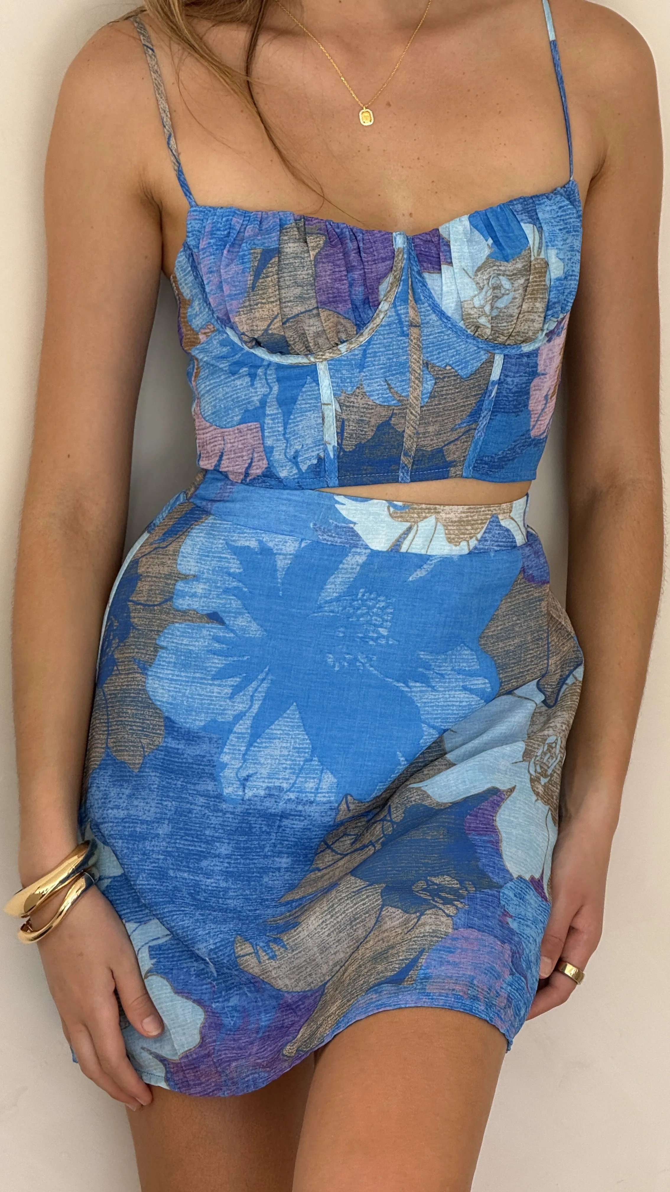 Rixie Crop Top - Blue Floral sold by Billy J product image thumbnail 5