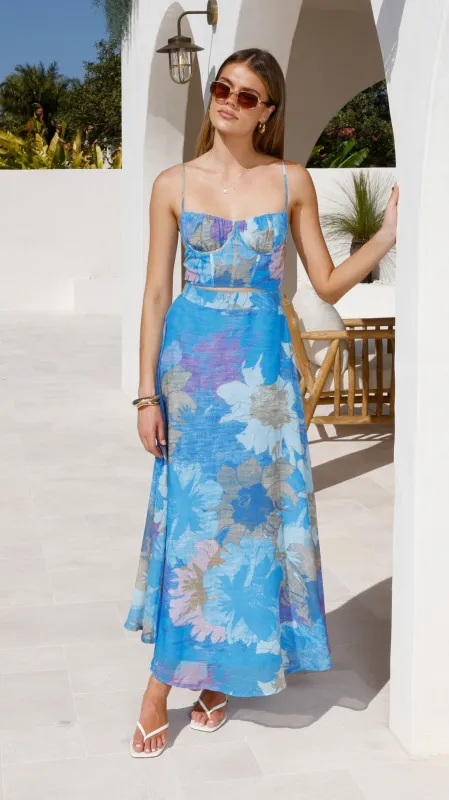 Rixie Maxi Skirt - Blue Floral sold by Billy J