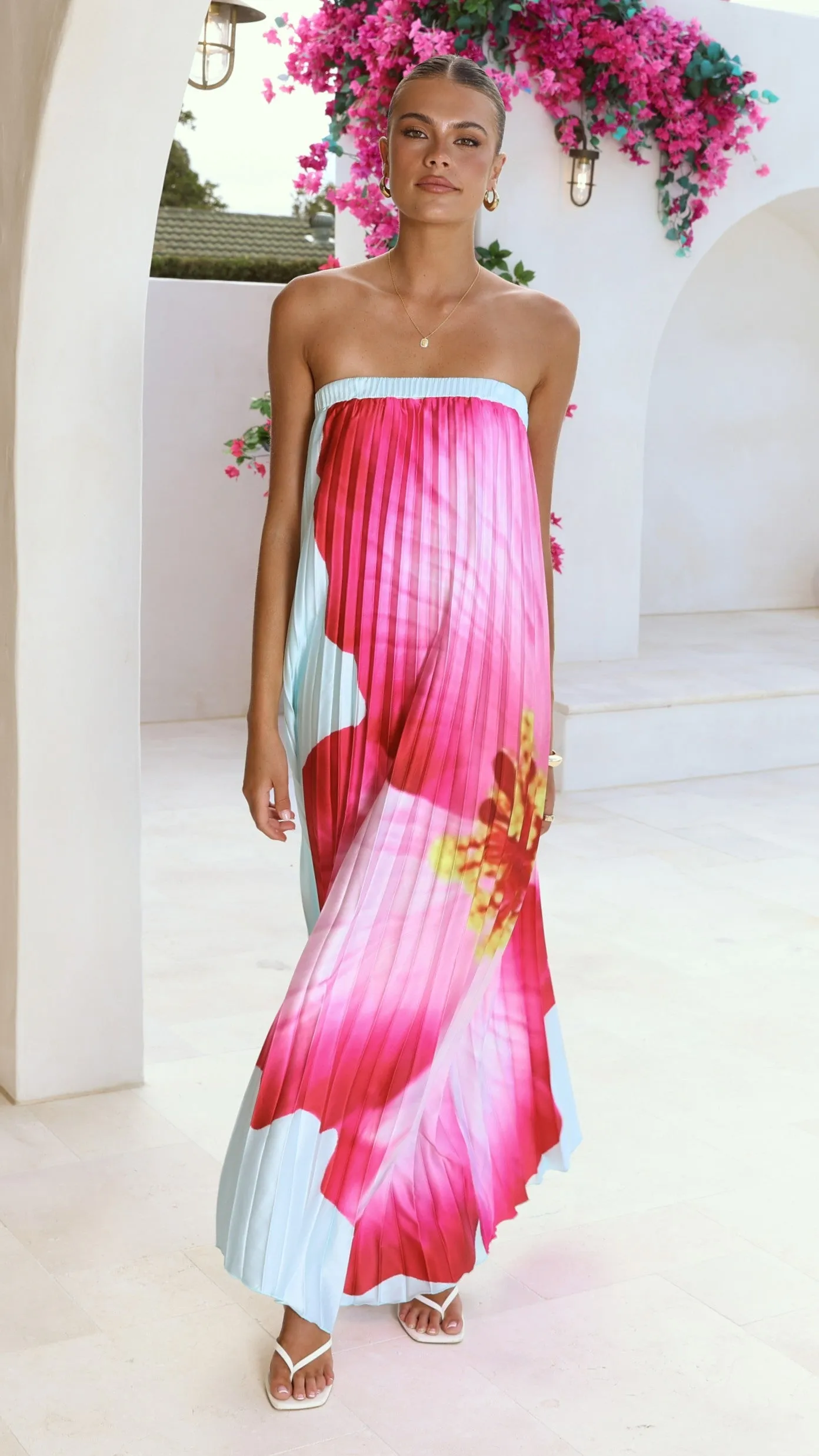 Neve Strapless Maxi Dress - Blue/Pink Floral sold by Billy J product image thumbnail 3