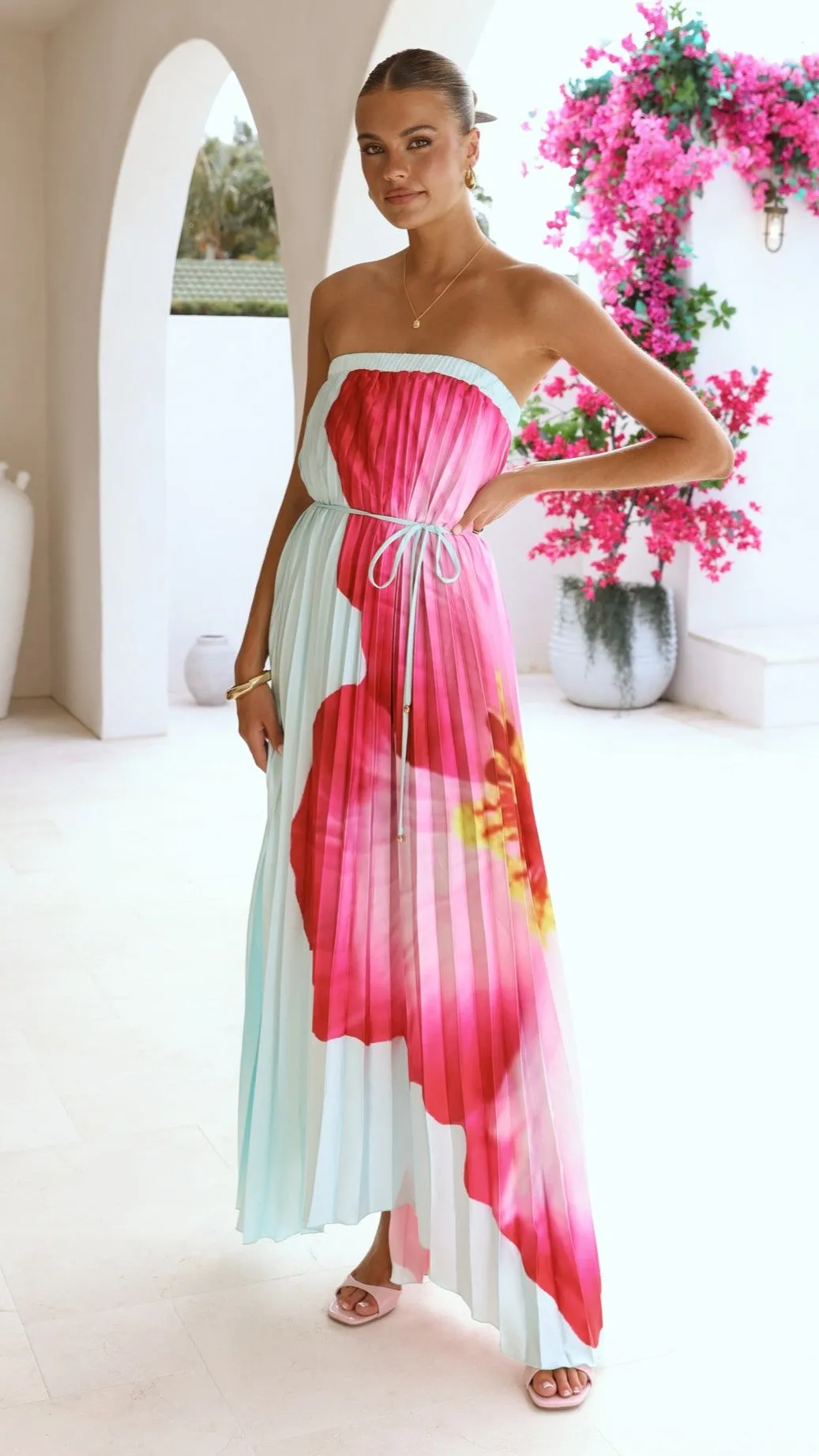Neve Strapless Maxi Dress - Blue/Pink Floral sold by Billy J product image thumbnail 5