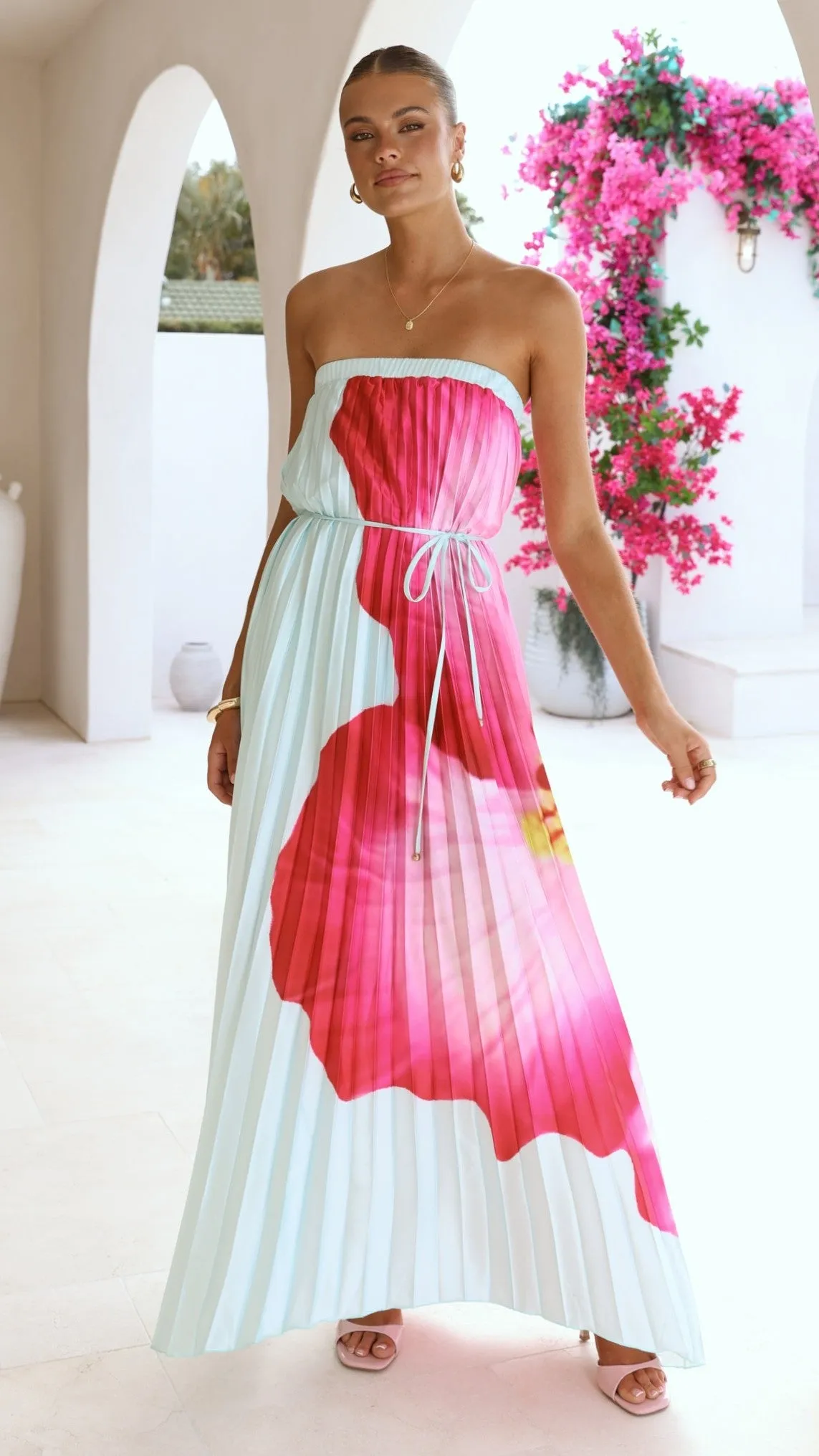 Neve Strapless Maxi Dress - Blue/Pink Floral sold by Billy J product image thumbnail 4