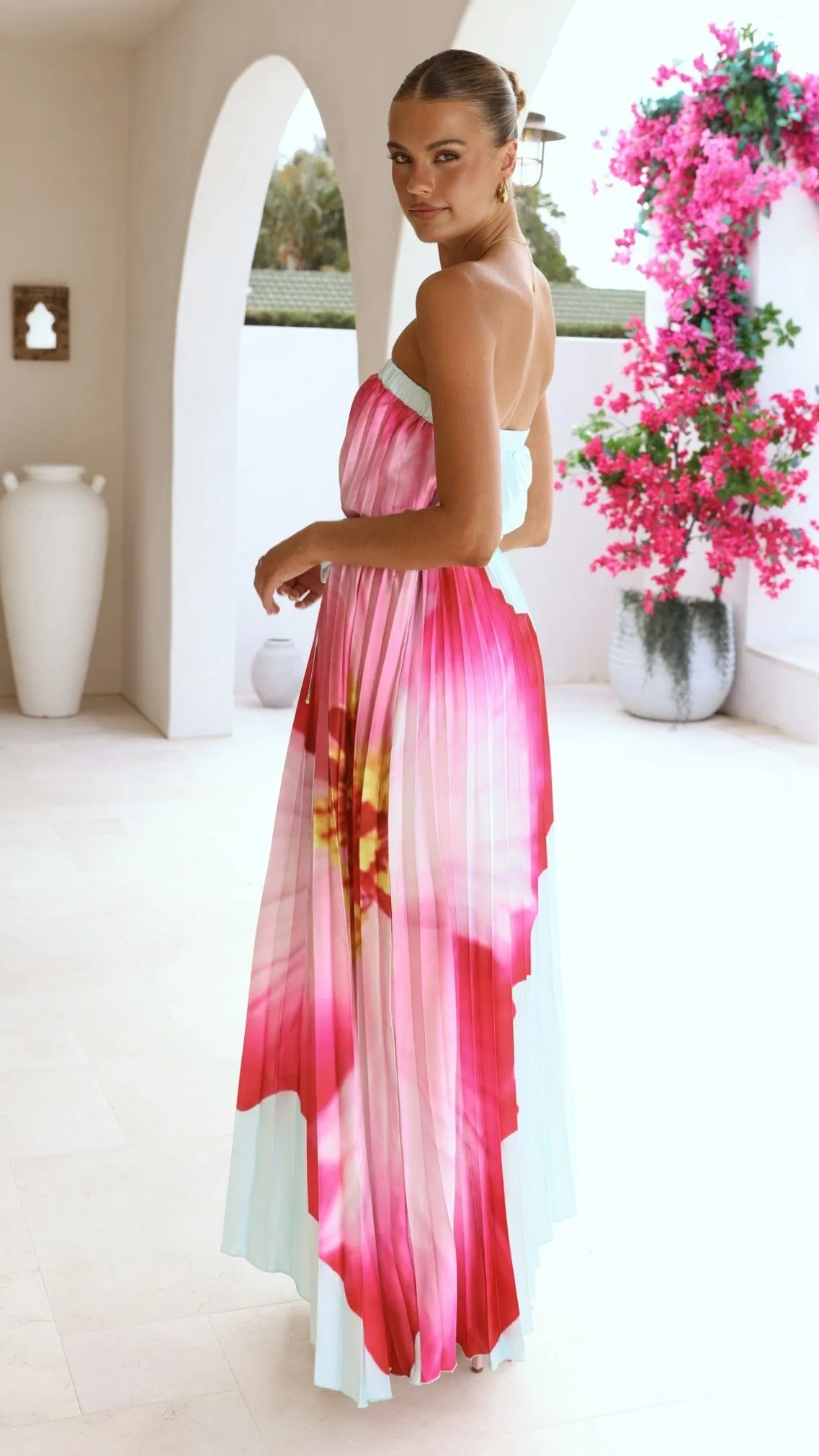 Neve Strapless Maxi Dress - Blue/Pink Floral sold by Billy J product image thumbnail 2