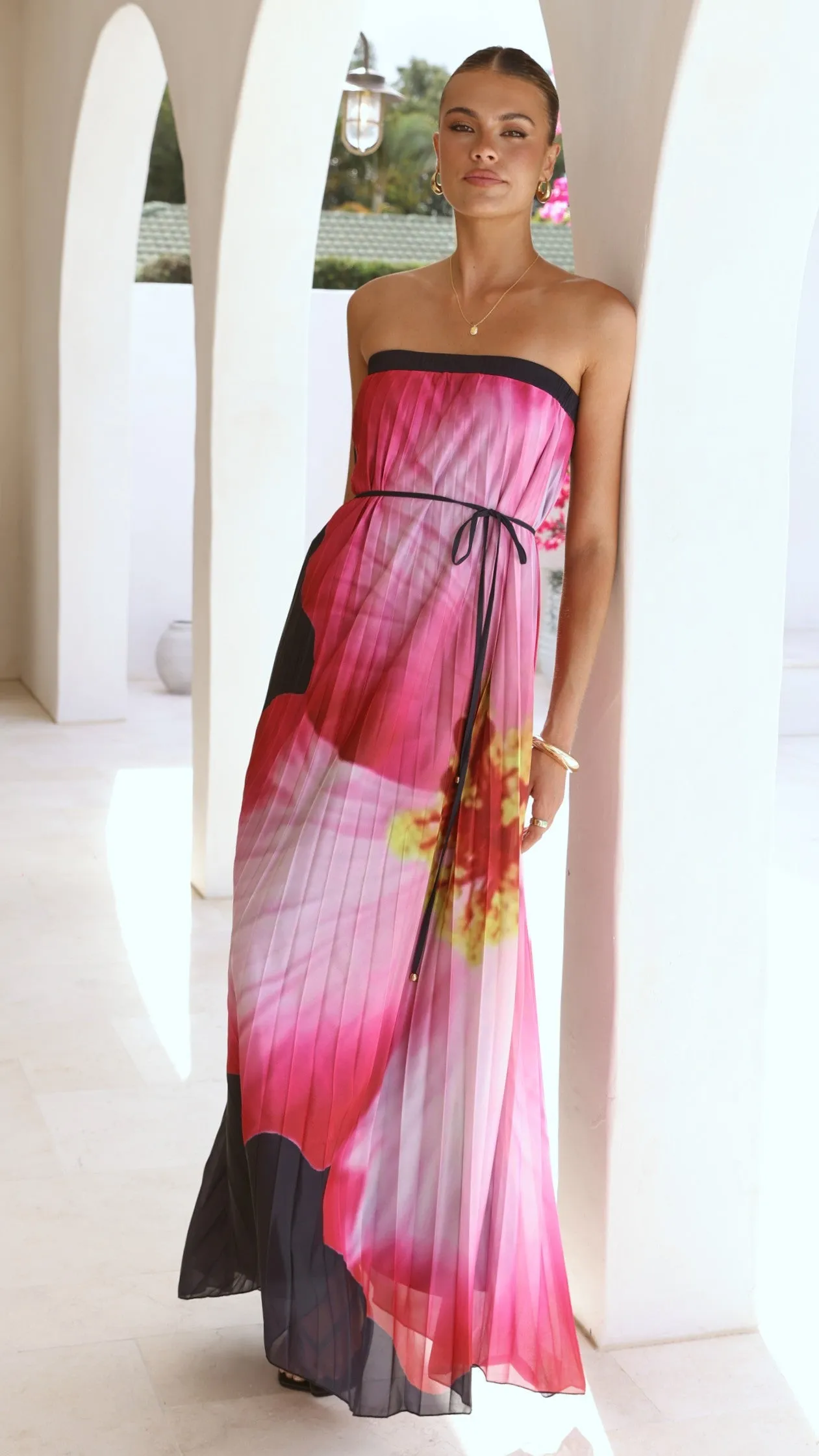 Neve Strapless Maxi Dress - Black/Pink Floral sold by Billy J product image thumbnail 3