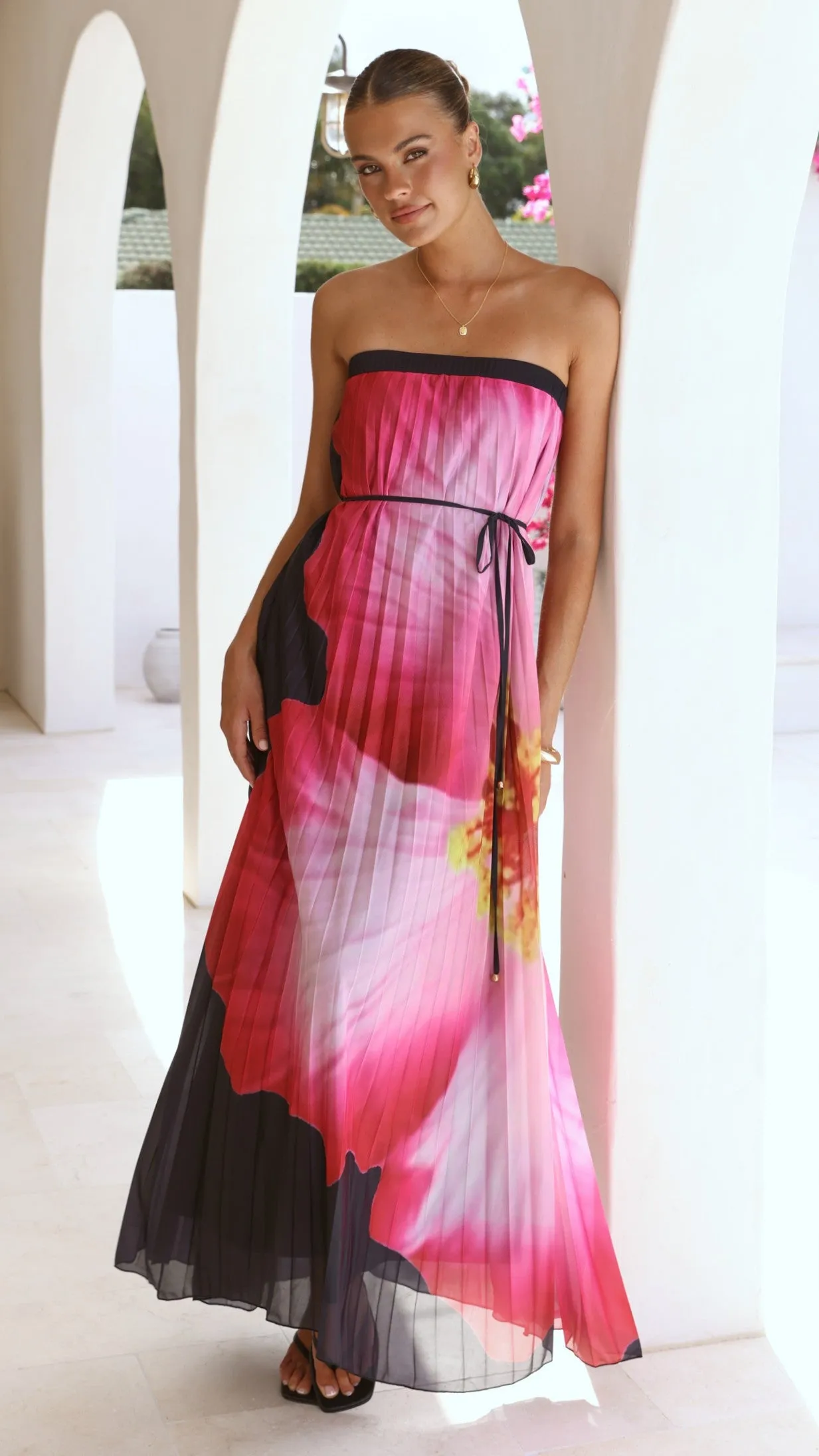 Neve Strapless Maxi Dress - Black/Pink Floral sold by Billy J product image thumbnail 5