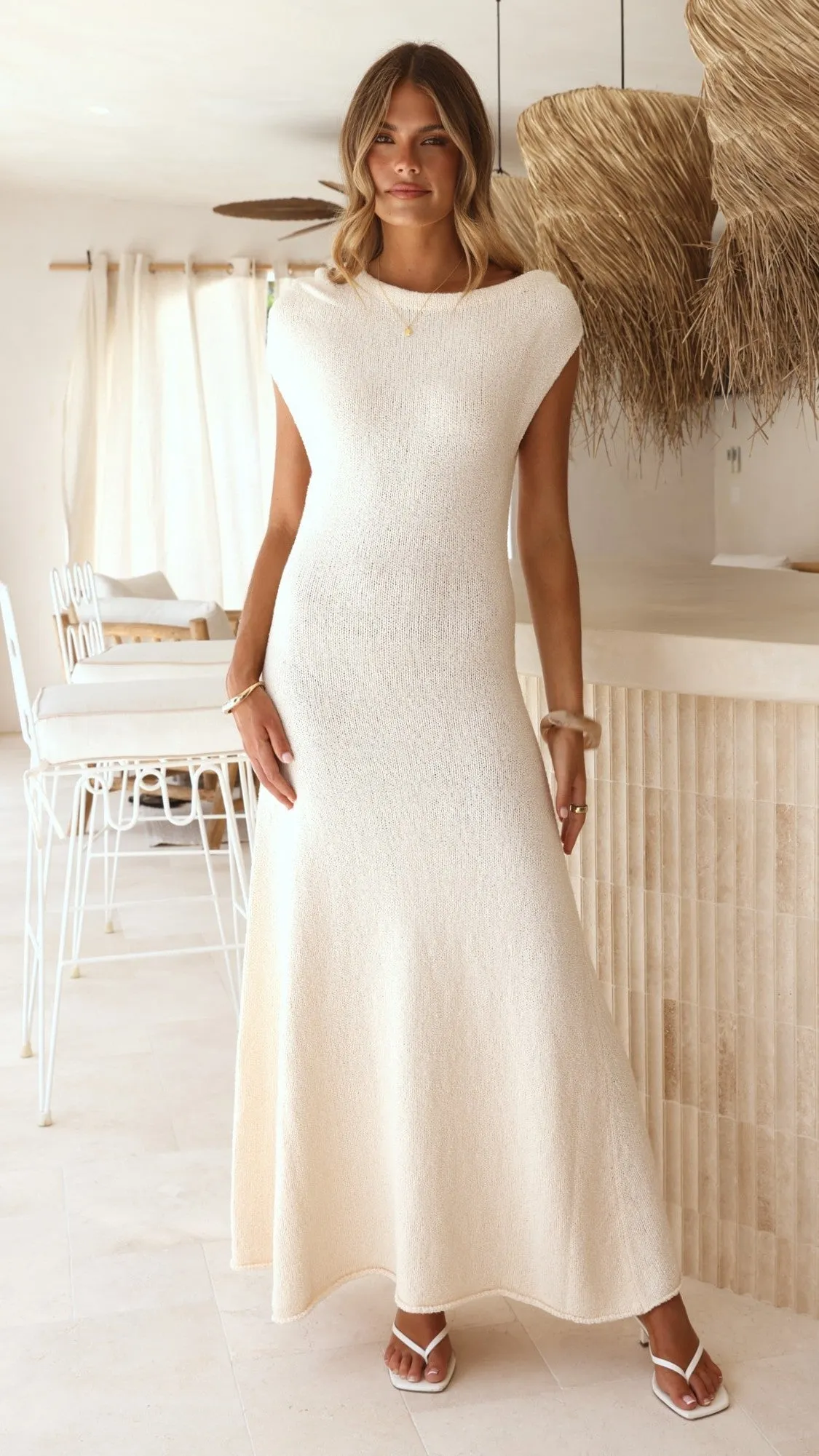 Tanaya Knit Off Shoulder Maxi Dress - Natural sold by Billy J product image thumbnail 5