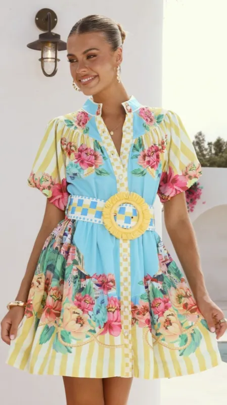 Talisha Mini Dress - Positano Blue sold by Billy J