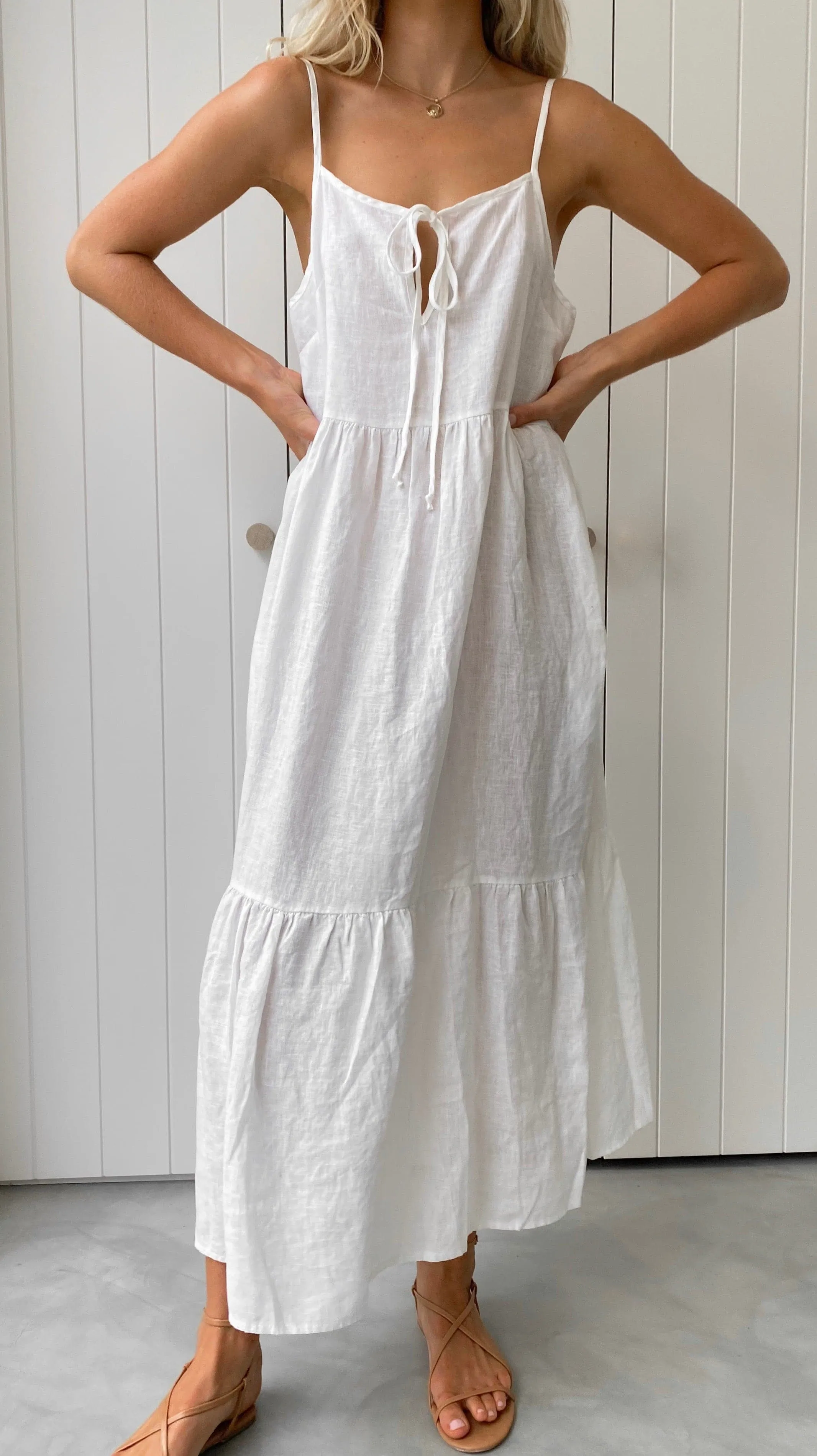 Avalia Linen Maxi Dress - White sold by Billy J