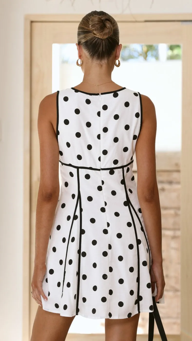 Eliana Mini Dress - White/Black Polka sold by Billy J product image thumbnail 2