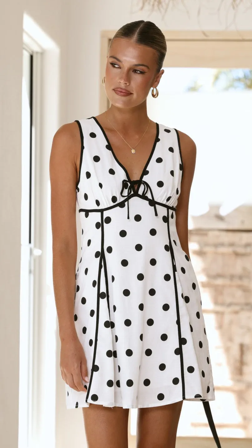 Eliana Mini Dress - White/Black Polka sold by Billy J product image thumbnail 5