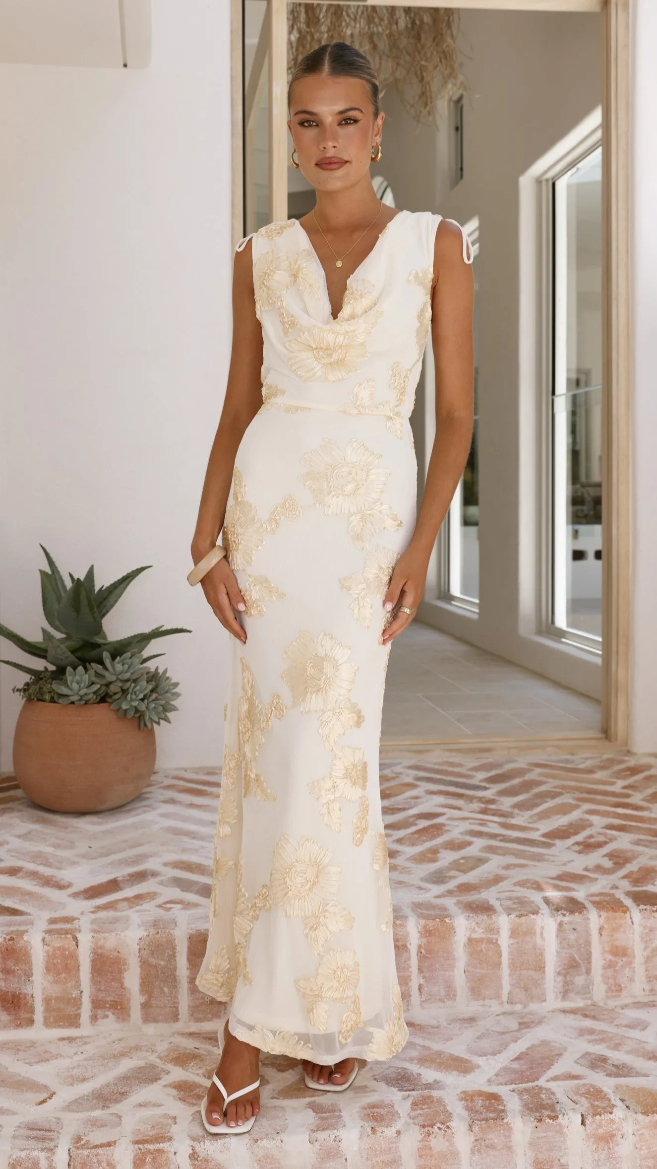 Nikova Maxi Dress - Yellow Embroidery sold by Billy J product image thumbnail 3