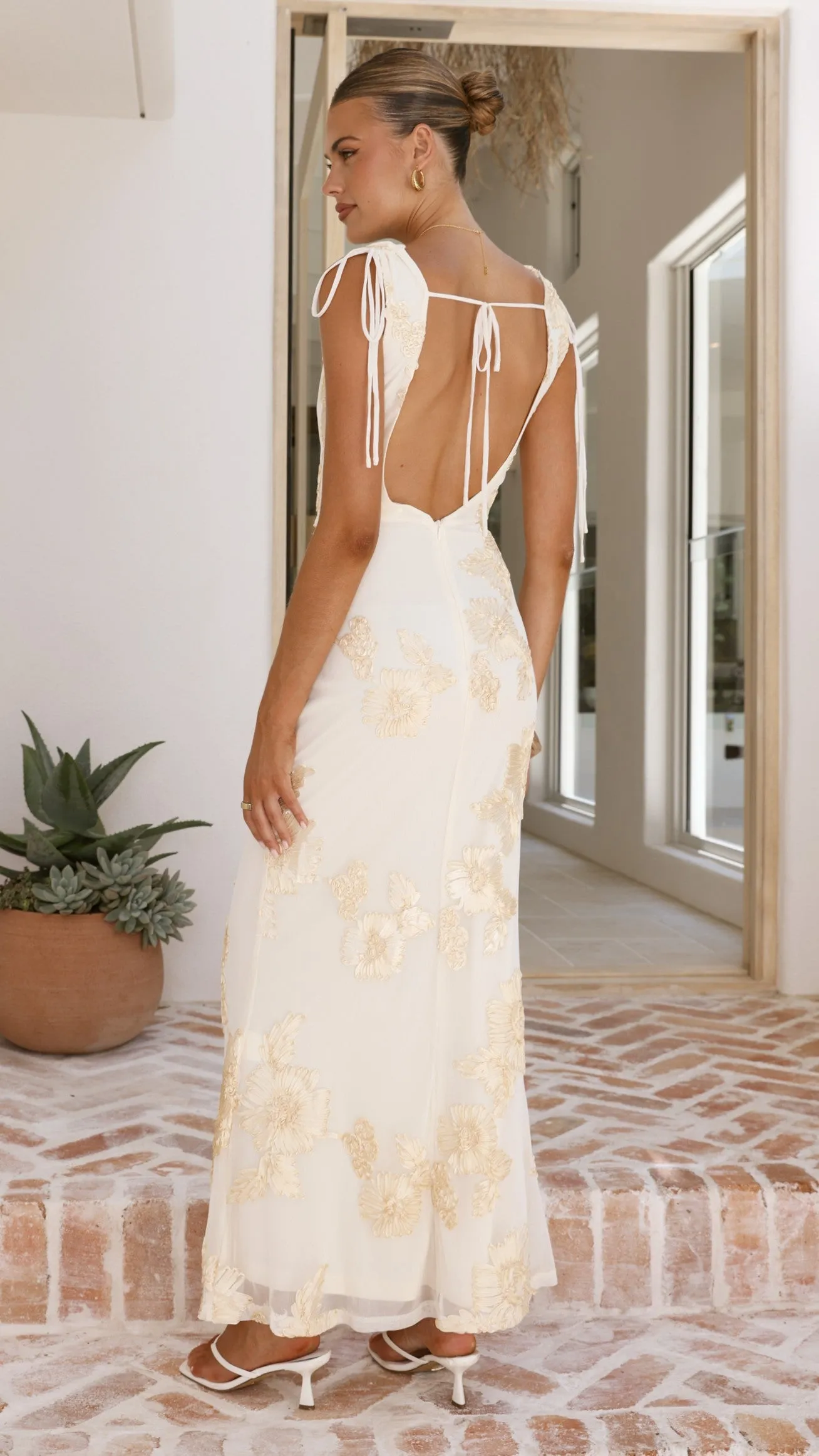 Nikova Maxi Dress - Yellow Embroidery sold by Billy J product image thumbnail 2