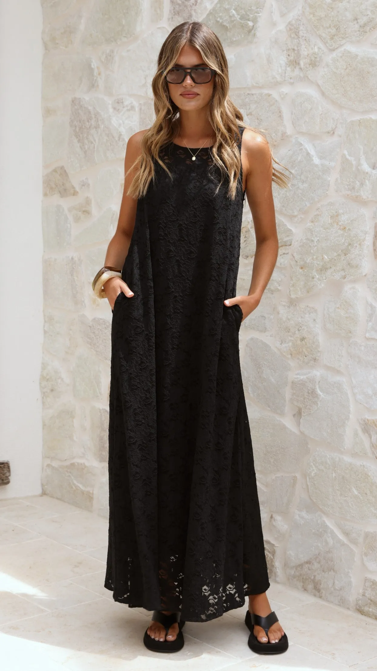 Cerelia Maxi Dress - Black Lace sold by Billy J