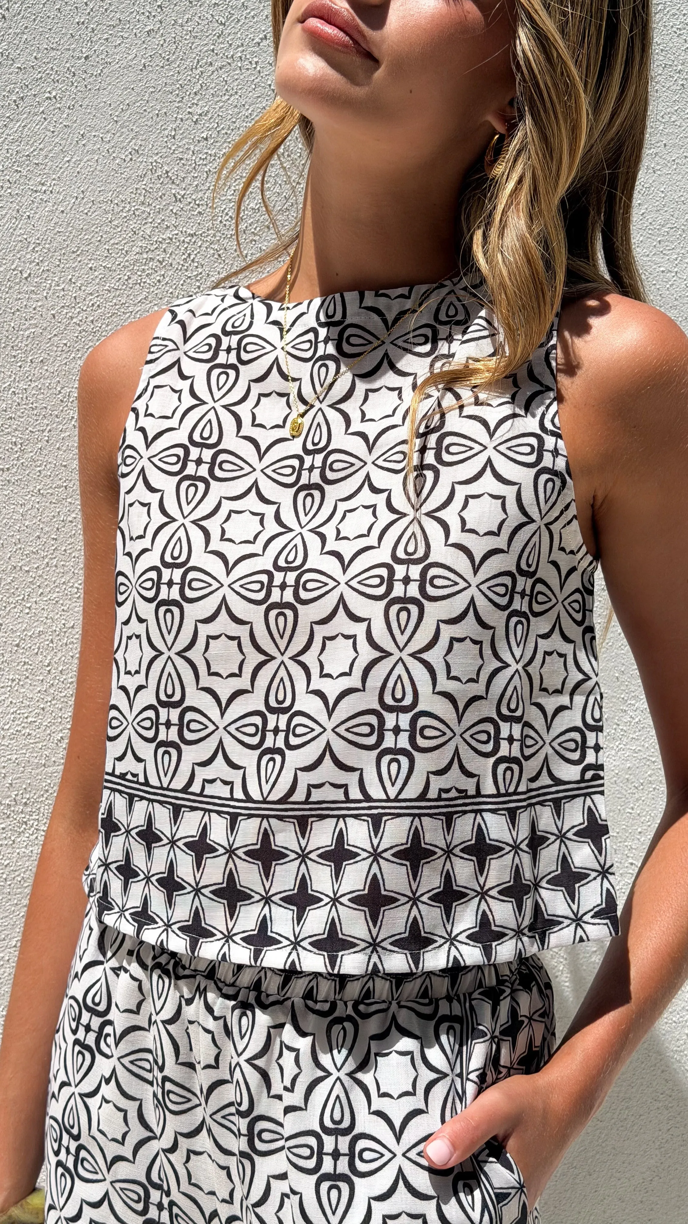 Ollie Crop Top - Black / White Print sold by Billy J product image thumbnail 5