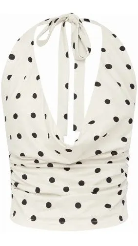 Melody Halter Cowl Top - Cream/Black Polka sold by Billy J product image thumbnail 5