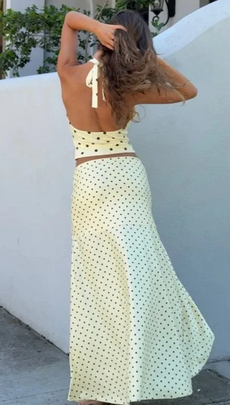 Melody Halter Cowl Top - Lemon / Choc Polka sold by Billy J product image thumbnail 3