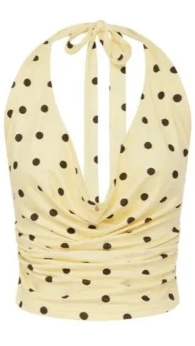 Melody Halter Cowl Top - Lemon / Choc Polka sold by Billy J product image thumbnail 4