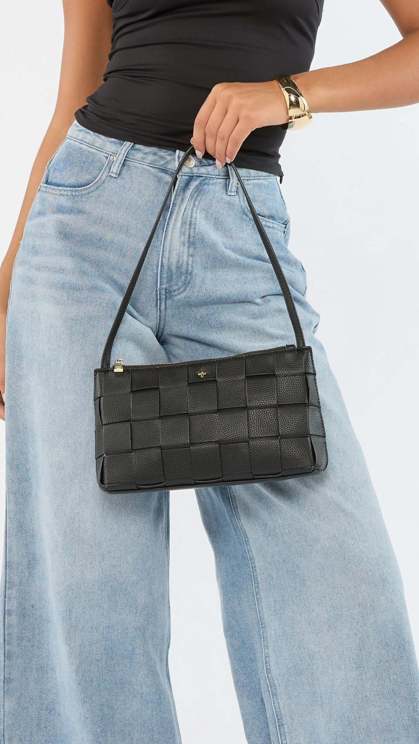 Portia Woven Shoulder Bag - Black / Gold sold by Billy J product image thumbnail 2
