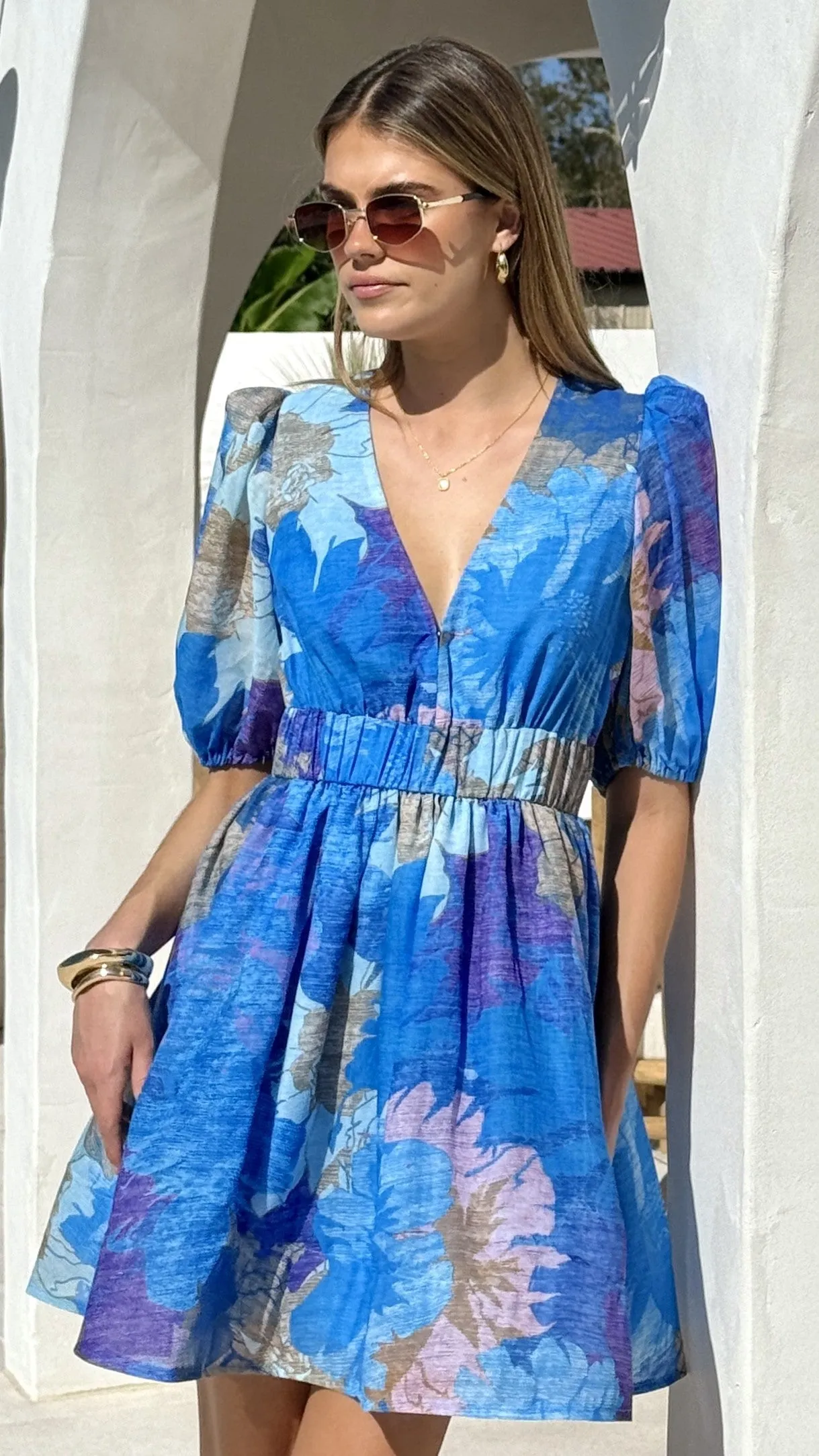 Abel Mini Dress - Blue Floral sold by Billy J product image thumbnail 5