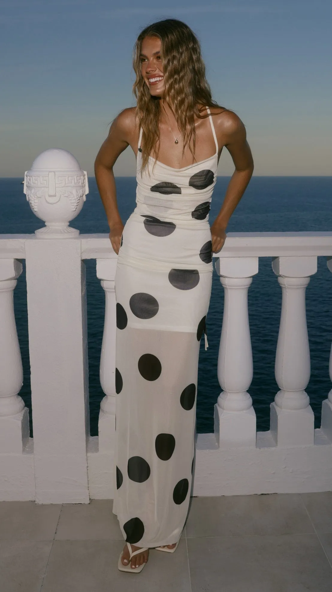 Davita Maxi Dress - Beige/Black Polka sold by Billy J product image thumbnail 4