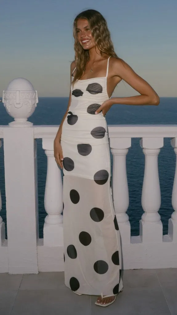 Davita Maxi Dress - Beige/Black Polka sold by Billy J product image thumbnail 5