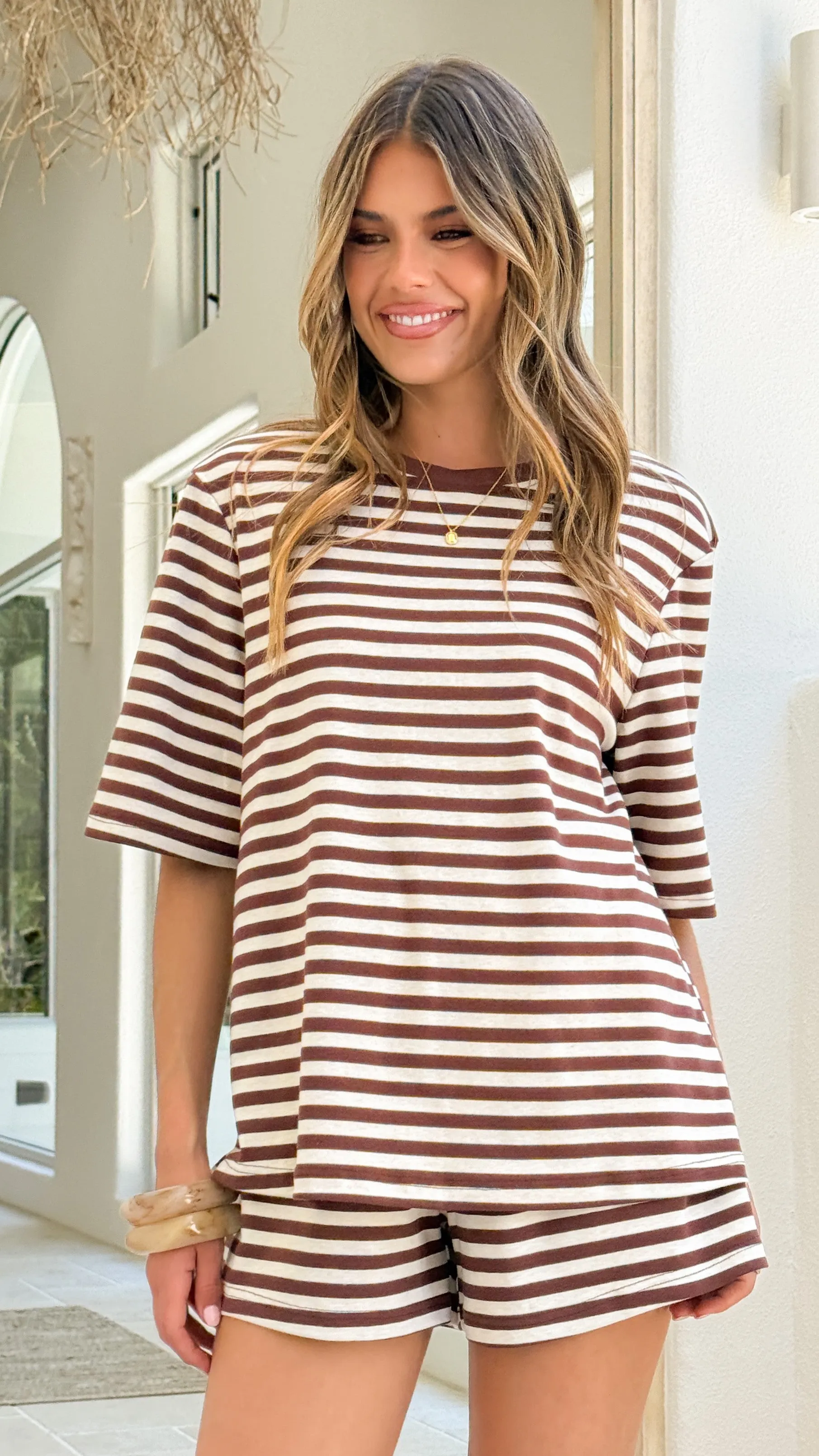 Bobby Crew Neck Tee - Chocolate Stripe sold by Billy J product image thumbnail 5