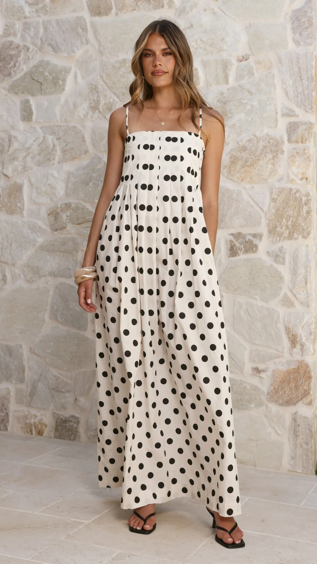 Felicity Maxi Dress - White/Black Spot sold by Billy J product image thumbnail 2