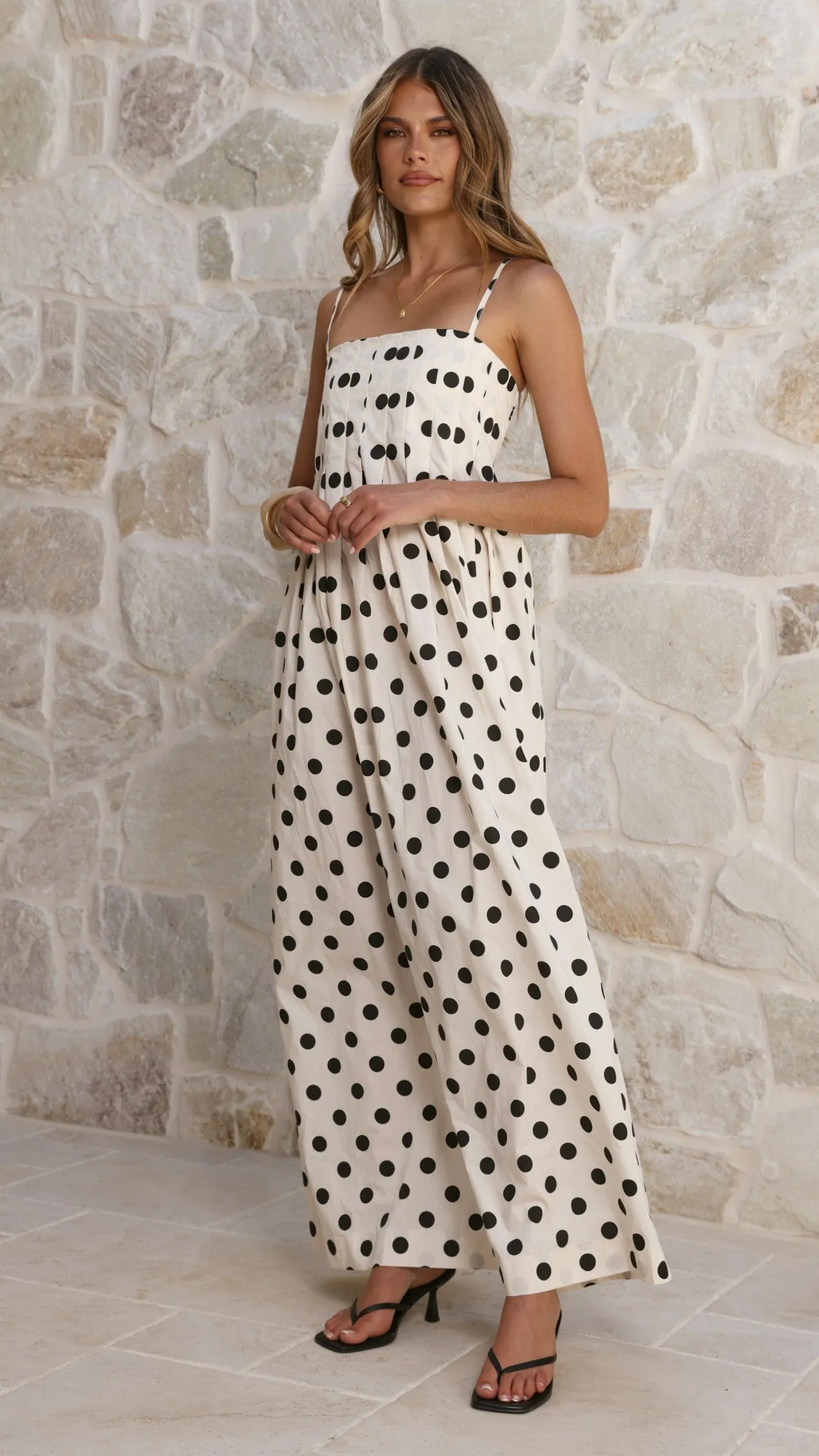 Felicity Maxi Dress - White/Black Spot sold by Billy J product image thumbnail 4