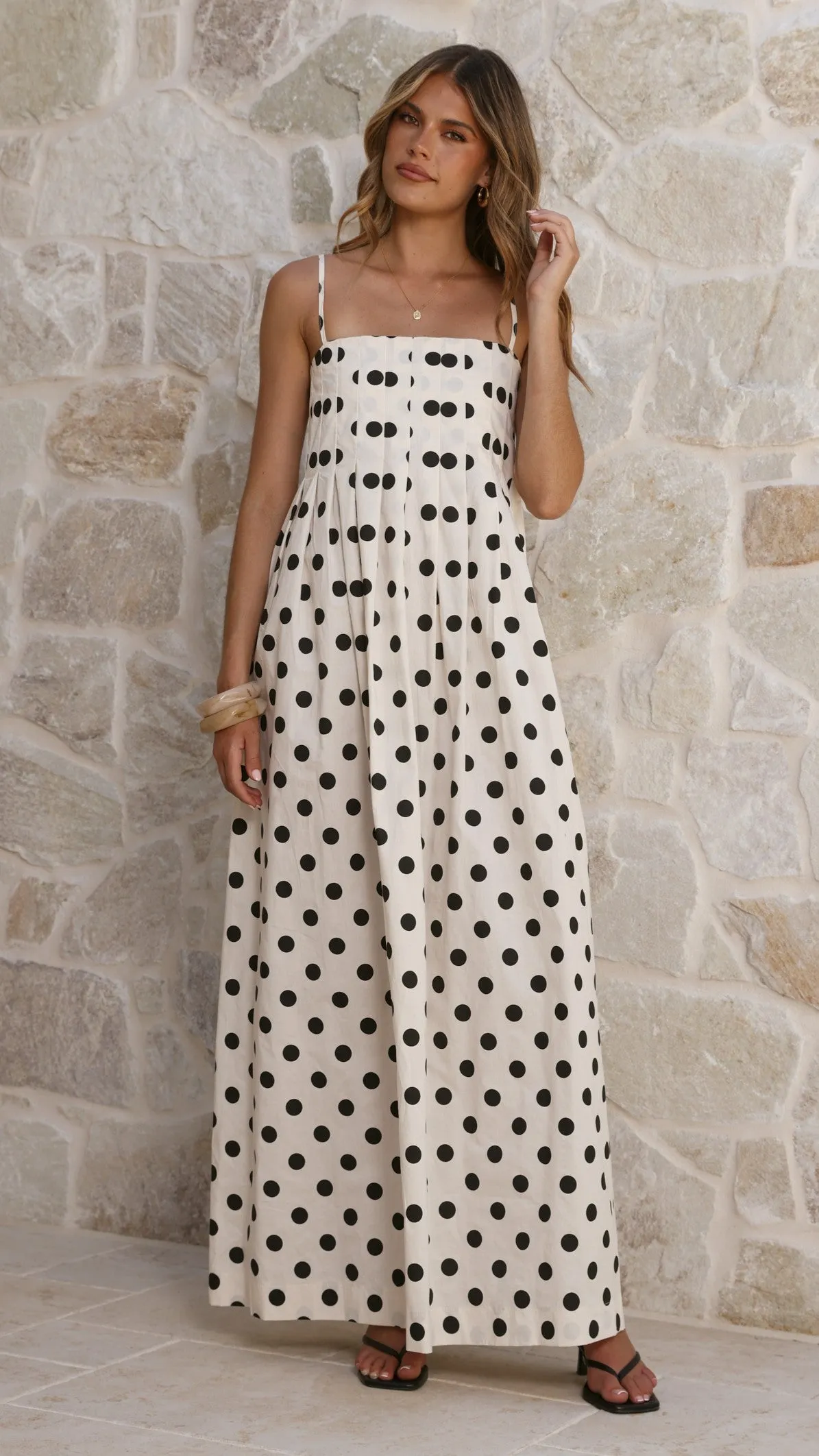 Felicity Maxi Dress - White/Black Spot sold by Billy J product image thumbnail 3