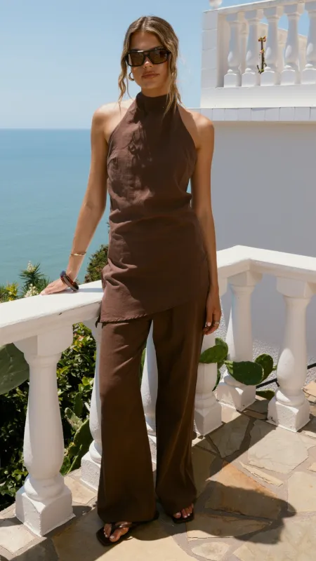Clover Halter Top and Pants Set - Brown sold by Billy J