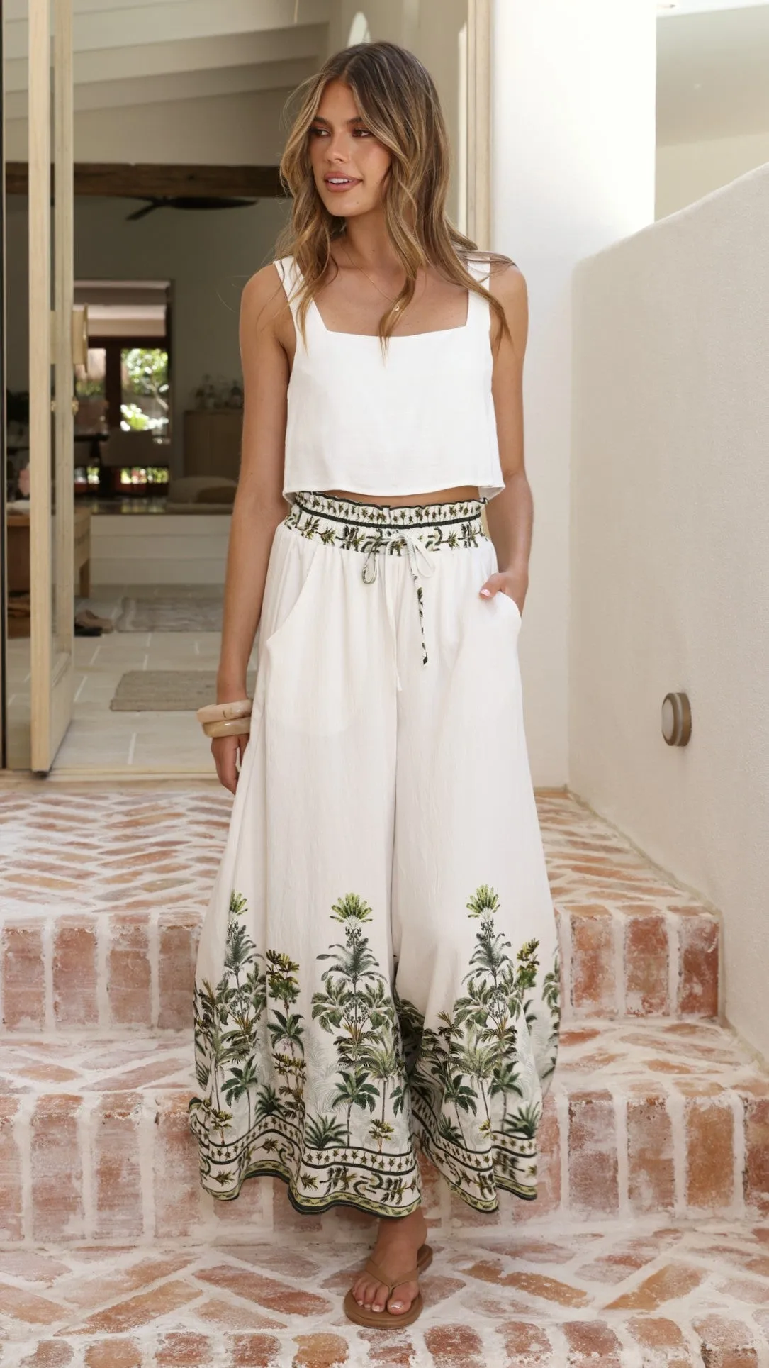 Avery Wide Leg Pants - Palm Garden sold by Billy J